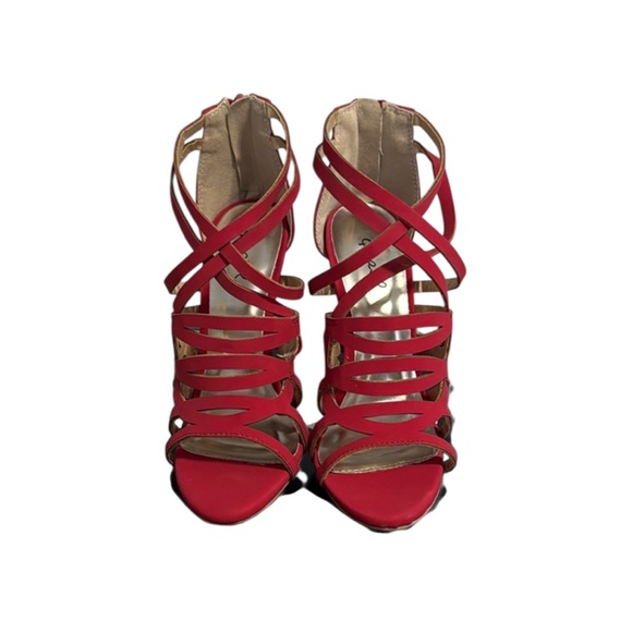 Qupid Felicia Nubuck Dark Red Heels size 5.5 NWT - Picture 3 of 8